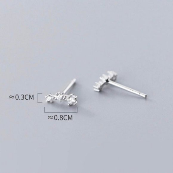 Silver stars studs earrings-ECZ005 Silver - Picture 2 of 6